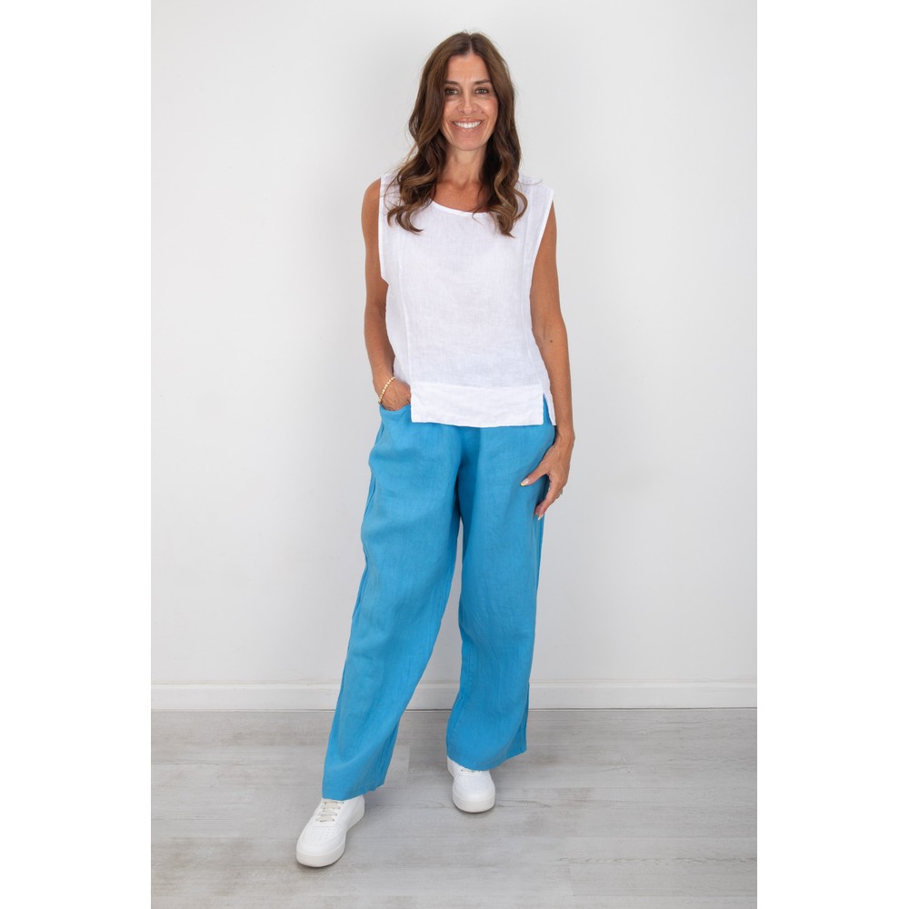 Amazing Woman Orla Long Linen Trouser Blue