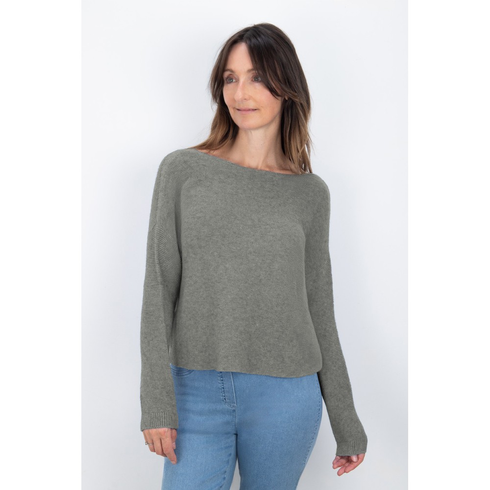 Amazing Woman Jenna Grey Marl Fine Rib Boat Neck Knit Grey Marl