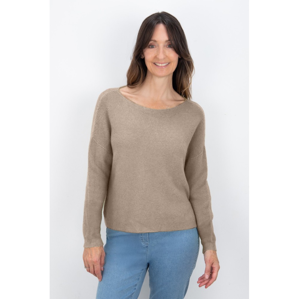 Amazing Woman Jenna Smoke Fine Rib Boat Neck Knit Smoke