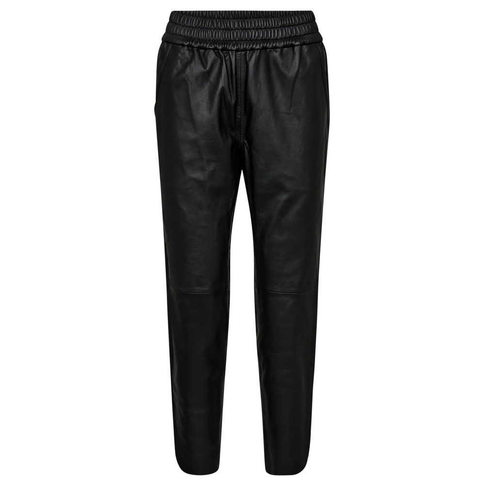 Mos Mosh Zabel Black Leather Sweatpant 801 Black 