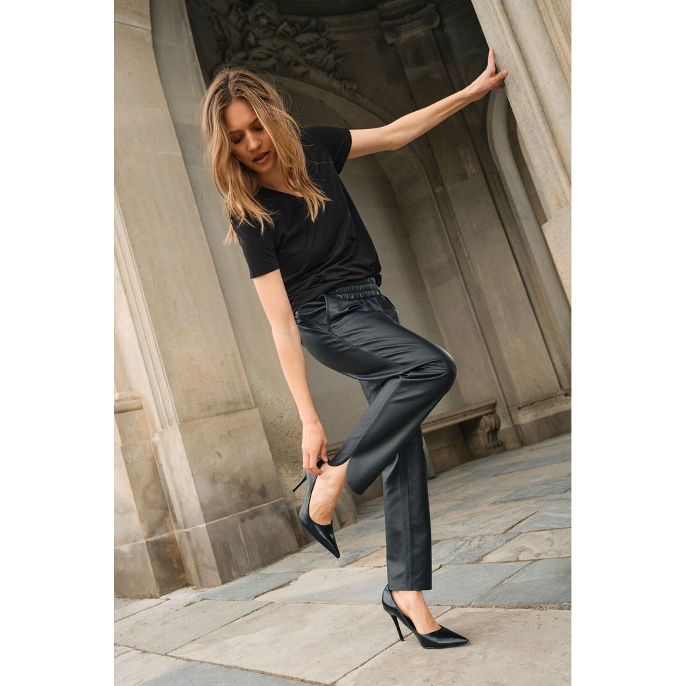 Mos Mosh MM Zabel Black Leather Sweatpant 801 Black 