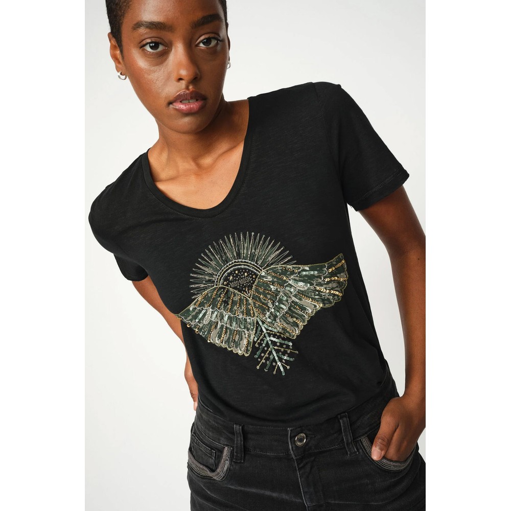 Mos Mosh Nadine Black O-SS Deco Tee 801 Black 