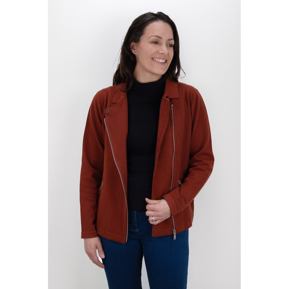 Amazing Woman Sandy Rust Supersoft Knit Biker Jacket Rust