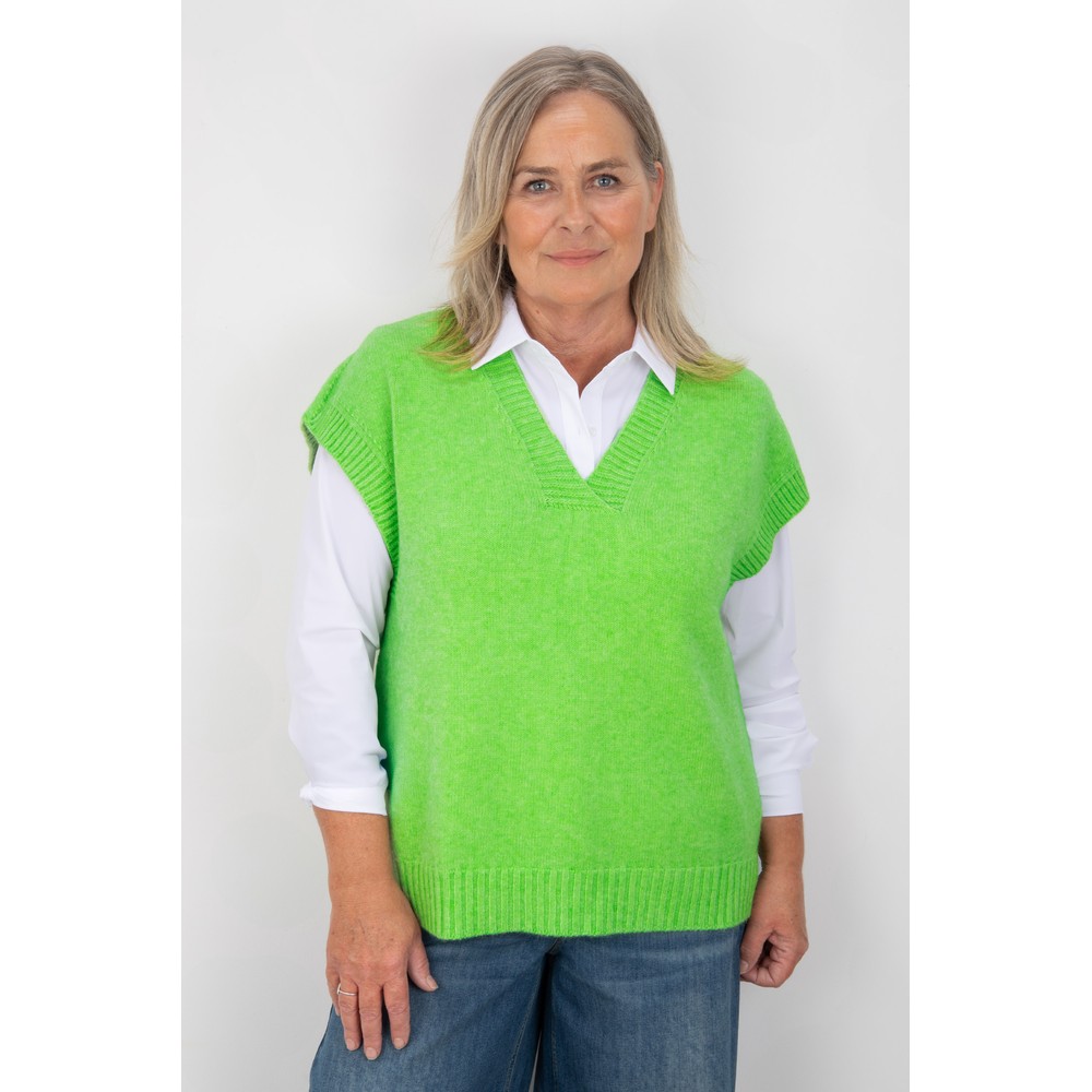 Amazing Woman Pirie Summer Green V Neck Easy Fit Knitted Vest Summer Green