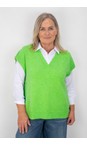 Amazing Woman Summer Green Pirie Summer Green V Neck Easy Fit Knitted Vest  