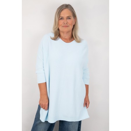 Amazing Woman Cassi X Pale Blue Round Neck Front Seam Knit - Blue