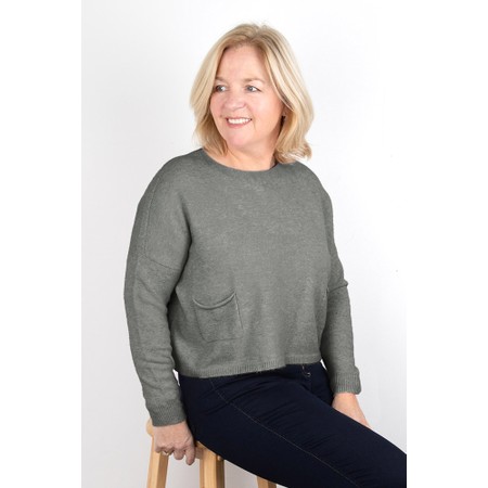 Amazing Woman Jodie Grey Marl Front Pocket Supersoft Knit Jumper - Grey