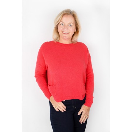 Amazing Woman Jodie Coral Front Pocket Supersoft Knit Jumper - Orange