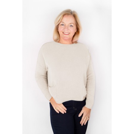 Amazing Woman Jodie Ivory Front Pocket Supersoft Knit Jumper - Off-White