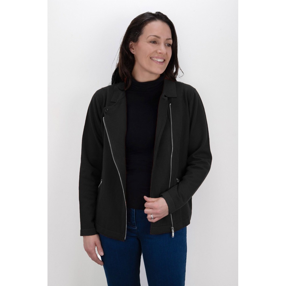Amazing Woman Sandy Black Supersoft Knit Biker Jacket Black 