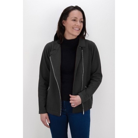 Amazing Woman Sandy Charcoal Supersoft Knit Biker Jacket - Black