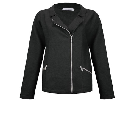 Amazing Woman Sandy Charcoal Supersoft Knit Biker Jacket - Black