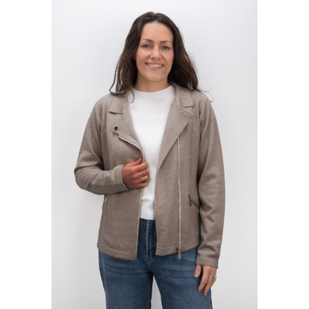 Amazing Woman Sandy Smoke Supersoft Knit Biker Jacket - Beige