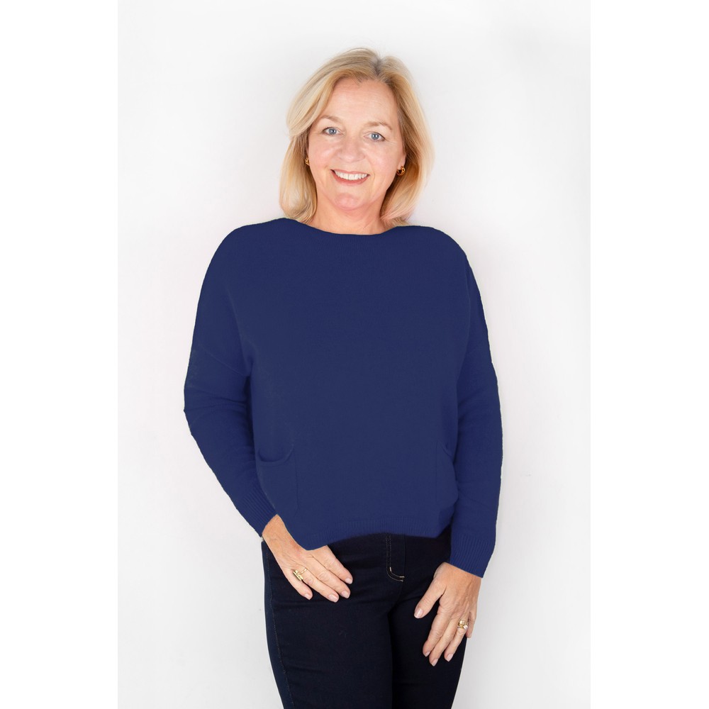 Amazing Woman Jodie Light Navy Front Pocket Supersoft Knit Jumper Light Navy