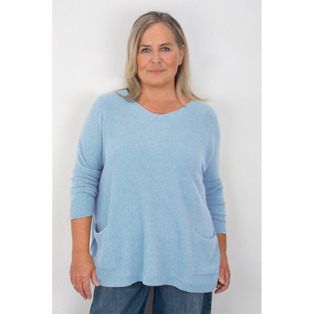 Amazing Woman Caryf X Crystal Blue Round Neck Oversized Jumper Crystal Blue