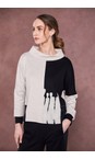 Naya Black / Sand Naya Two Tone Print Funnel Neck Top  