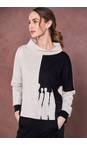 Naya Black / Sand Naya Two Tone Print Funnel Neck Top  