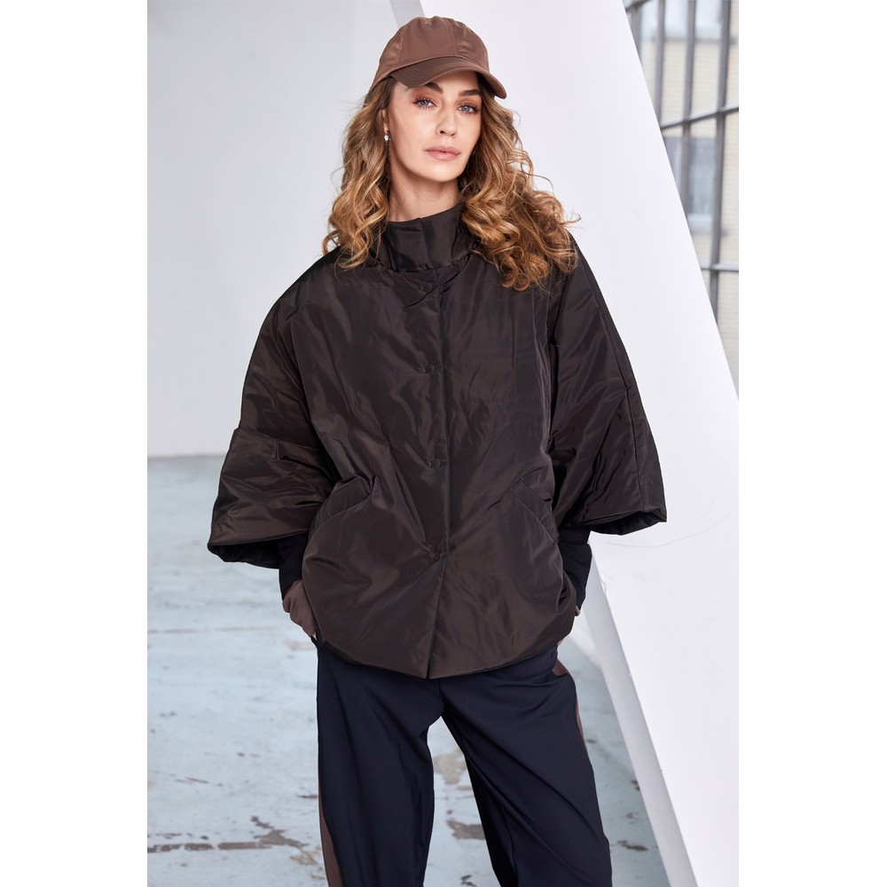 Naya Naya Stud Closing High Neck Reversible Jacket Cocoa / Black