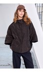 Naya Cocoa / Black Naya Stud Closing High Neck Reversible Jacket  