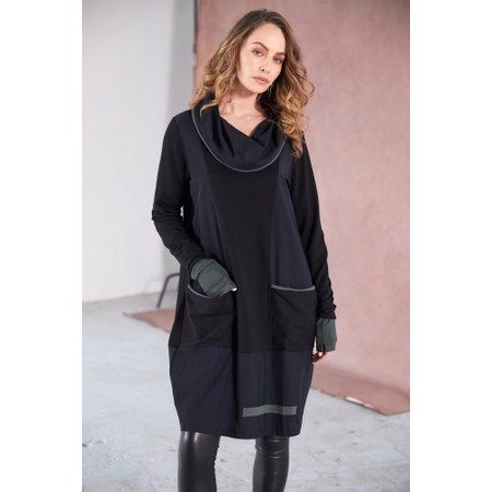 Naya Naya Black And Forest Contrast Trim Hooded Dress - Green