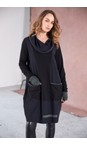 Naya Black / Forest Naya Black And Forest Contrast Trim Hooded Dress  
