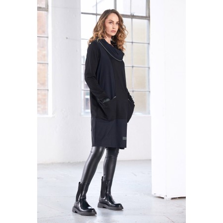 Naya Naya Black And Forest Contrast Trim Hooded Dress - Green