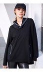 Naya Black / Forest Naya Contrast Trim Hooded Top  