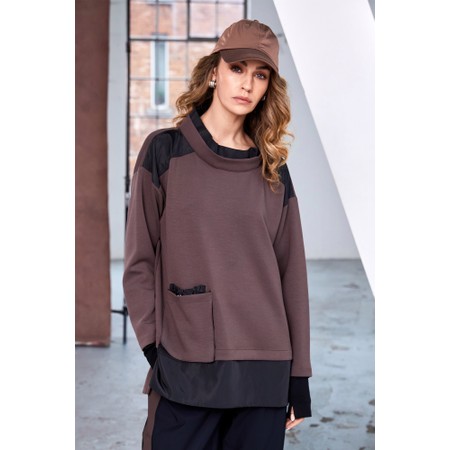 Naya Naya Cocoa And Black Contrast Soft Sweatshirt - Brown