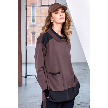 Naya Naya Cocoa And Black Contrast Soft Sweatshirt - Brown