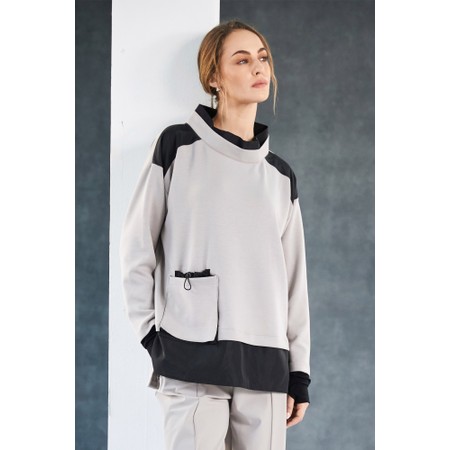 Naya Naya Taupe And Black Contrast Soft Sweatshirt - Beige