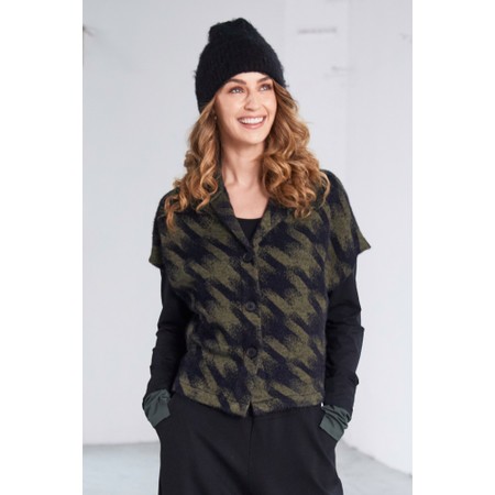 Naya Naya Houndstooth Knit Sleeveless Jacket - Green
