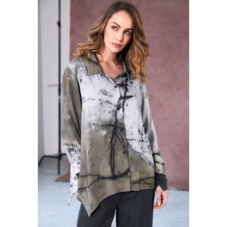 Naya Naya Abstract Pocket Detail Shirt - Green