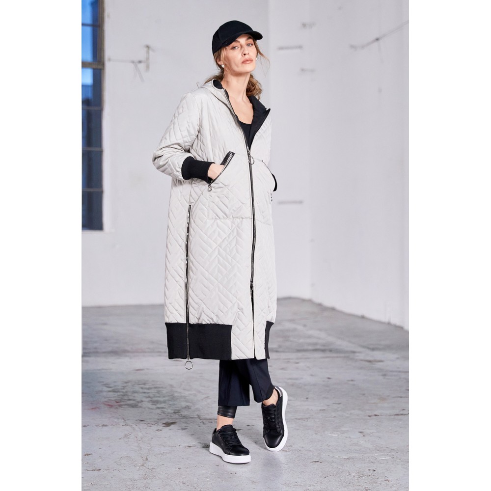 Naya Naya Knit Cuff Padded Coat Taupe / Black
