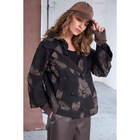 Naya Naya Crushed Collar Jacquard Jacket - Brown