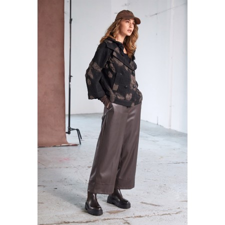 Naya Naya Crushed Collar Jacquard Jacket - Brown