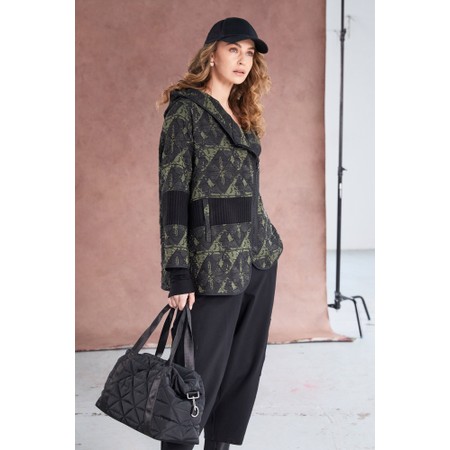 Naya Naya Jacquard Print Angle Zip Jacket - Green