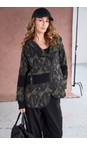 Naya Black / Forest Naya Jacquard Print Angle Zip Jacket  