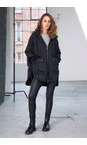 Naya Black  Naya Hooded Jacket With Quilted Sections  