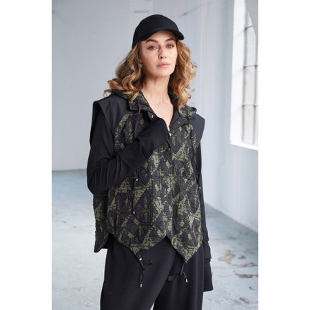 Naya Naya Jacquard Contrast Shoulder Waistcoat  - Green