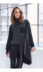 Naya Black / Grey Naya Stripped Contrast Sleeve Blouse  