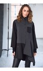 Naya Black / Grey Naya Stripped Contrast Sleeve Blouse  