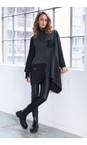 Naya Black / Grey Naya Stripped Contrast Sleeve Blouse  