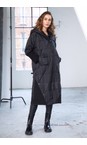 Naya Black  Naya Padded Hood Ribbed Collar Coat  