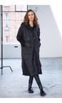Naya Black  Naya Padded Hood Ribbed Collar Coat  