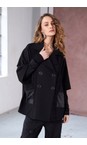 Naya Black  Naya Double Breasted Knit Panel Jacket  