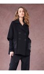 Naya Black  Naya Double Breasted Knit Panel Jacket  