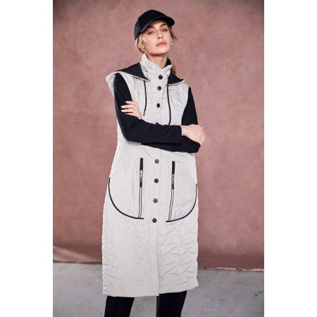 Naya Naya Long Padded Contrast Gilet - Beige