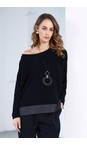 Naya Black / Grey Naya Striped Panel Top  