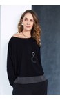 Naya Black / Grey Naya Striped Panel Top  