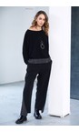 Naya Black / Grey Naya Striped Panel Top  